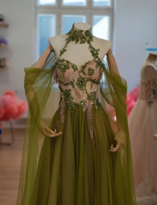 green emerald velvet dress Sage Green and Brown Wedding Bouquet / – Budget-Bride main image 0