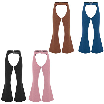 Mens Trousers Theme Bottoms Faux Suede Pants Hippie Adult