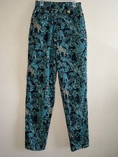 Vintage Lilly Pulitzer High Waist Lined Pants Jungle Print Teal / Blue Size 4