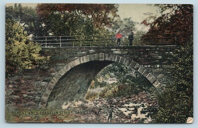 Postcard CT Danielson Connecticut Stone Arch Bridge Franklin Street c1909 AG6