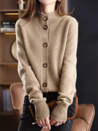 Cardigan maglione maglia cashmere da donna pullover invernale vestibilità ampia cappotto - Foto 6 di 28