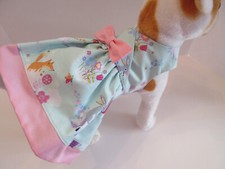 Dog harness dress Easter spring blue pink bunny animals flowers handmade xs