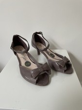 M&S Size 4 Neutral Brown Patent Peep Toe Occasion Shoes BNWT New