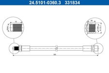 BREMSSCHLAUCH FÜR MERCEDES-BENZ 123 STUFENHECK (W123) - ATE 24.5101-0360.3