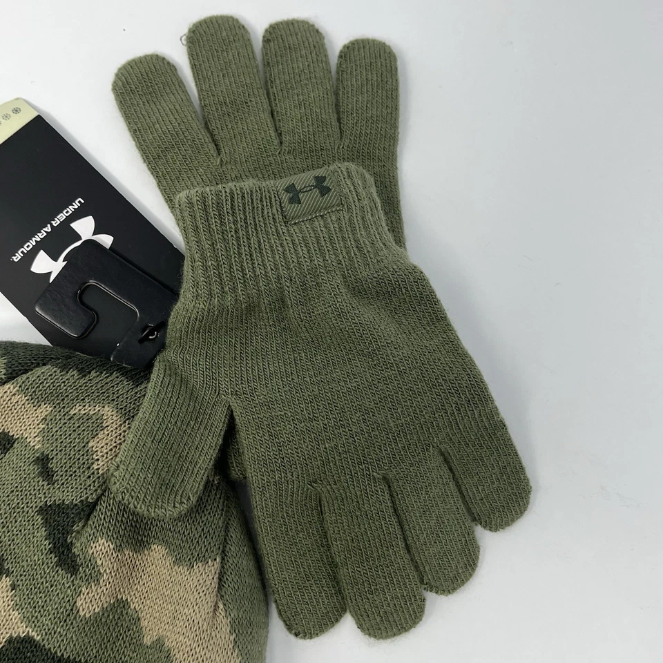 Under Armour UA Niños Gorro Tobogán Guante Conjunto Camuflaje Camuflaje Verde Negro NUEVO Foto 4 de 4
