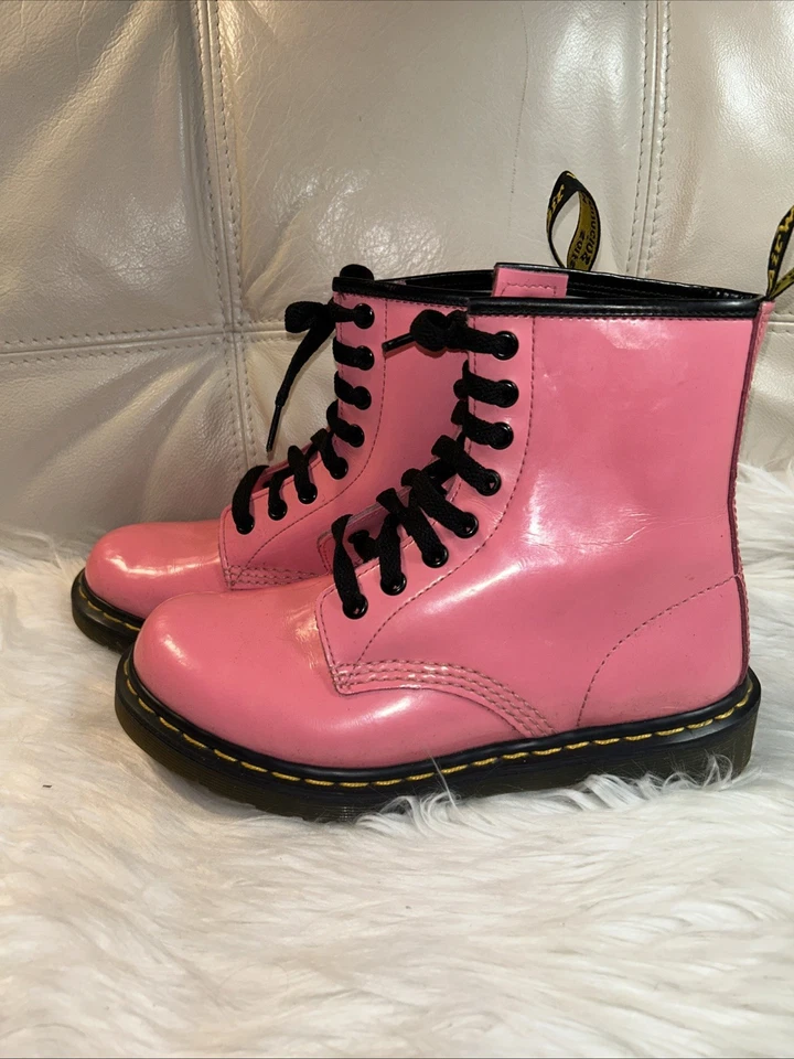 Botas Dr. Martens Rosa Talla 6 6.5 1460 Combat Mujer Charol Foto 3 de 4
