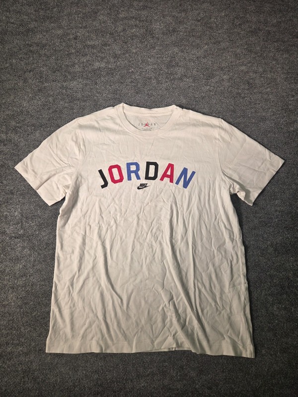 Jordan T Shirt Mens Sz M White Nike Graphic Short Sleeve Crew Neck Casual Top