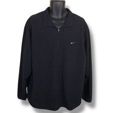Large Nike Black Fleece Jacket Athletic Therma Fit Zip Collar Long Sleeve