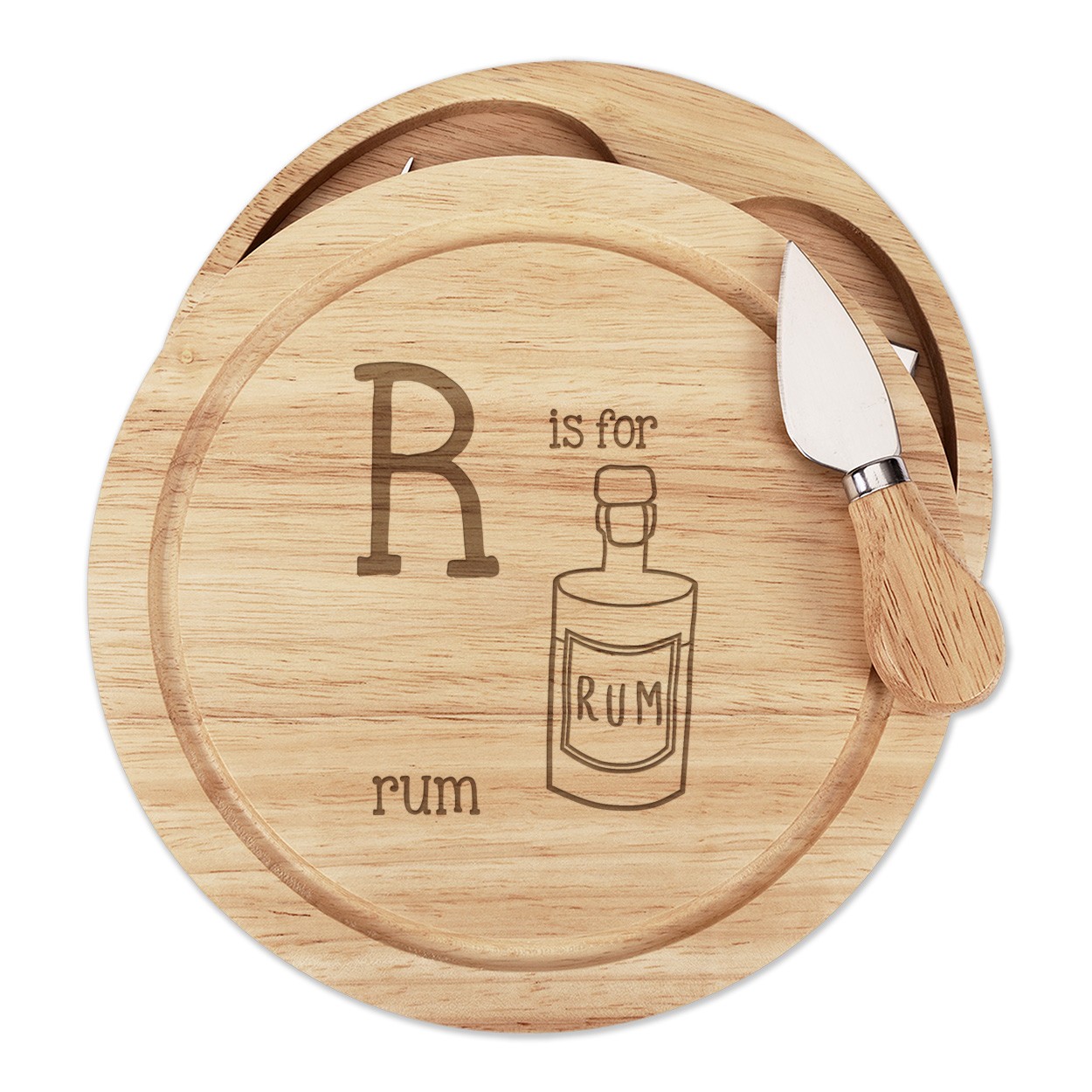 Letter R Is For Rum Cheese Board Knife Set Funny Alphabet