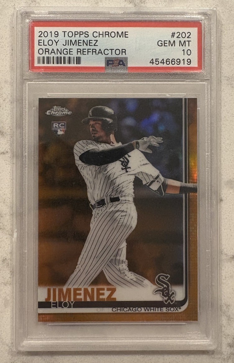 2019 Topps Chrome Eloy Jimenez #202 Orange Refractor /25 RC PSA 10 White Sox