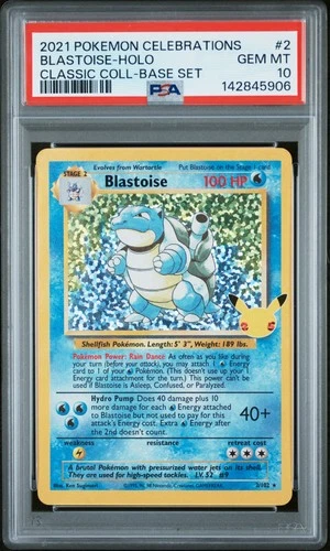 2021 POKEMON CELEBRATIONS CLASSIC COLLECTION #2 BLASTOISE-HOLO PSA 10