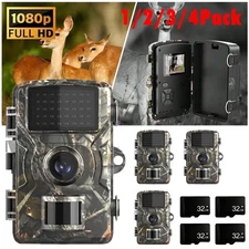 1-4PKS Hunting Trail Camera 1440P Wildlife Waterproof Cam Night Vision 32GB Card