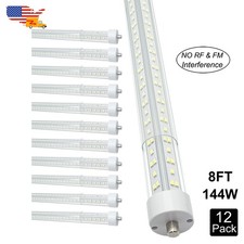 8FT LED Tube Light Bulbs T8 Single Pin 144W FA8 8 Foot LED Shop Lights 12 Pack