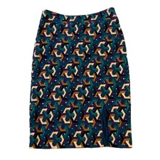 Maeve Anthropologie Small Pencil Skirt Knee Length Fitted Bodycon Teal Geometric