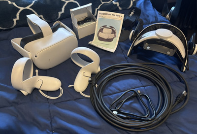 Meta Oculus Quest 2 128GB Vr Headset White & Charger, Pc Adapter, Pro Head Strap