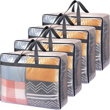 4 Pack 75L Extra Large XL Clear Storage Bags with Zipper for Blankets, Q