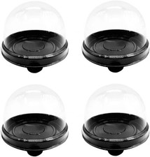 50 Pcs Clear Plastic Cupcake Cases Mini Bundt Cake Boxes Round Dessert Cups