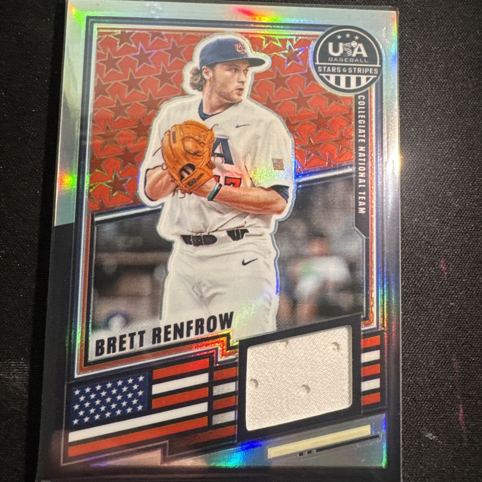 Brett Renfrow Jersey Patch Relic 2026 Panini USA Stars & Stripes Prizm #USA-EJ