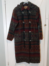 VTG Woolrich Nordic Navajo Duster Long Coat Jacket Women L Wool Aztec Southweste