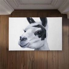 Begin Home Decor CODM2134KZUNV1 21 x 34 in. Black White Lama Door Mat - Rus...