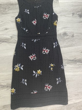 Ann Taylor Dress Black Eyelet with Embroidered Florals Dress Size 0/2? (no tag)