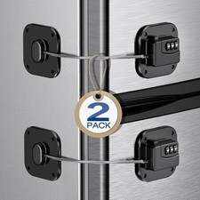 Refrigerator Lock Combination No Key Heavy Duty Adhesive Black 2 Pack Child Safe