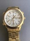 Vintage Seiko Chronograph Tachymeter  Men's Date Watch Shine Golden White Dial