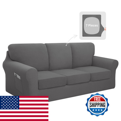 Easy-Going 7 Pieces Stretch Couch Cover Washable Sofa Cover Set For 3 Backrest