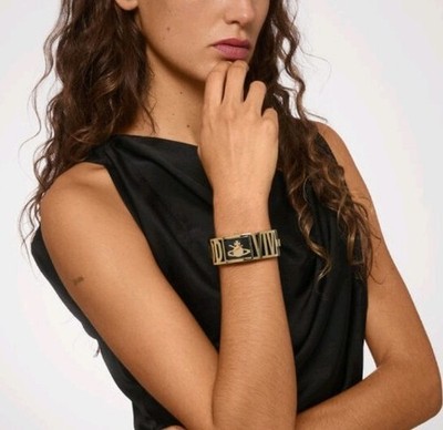 Vivienne Westwood Time Machine Gold Black Orb Bangle Women's Watch