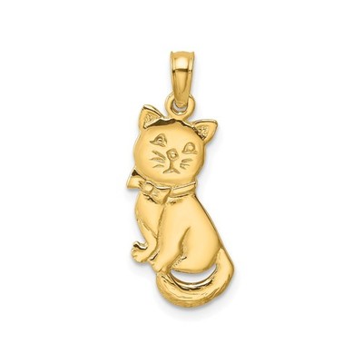 14k Gelbgold Katze Anhänger Fliege Charm für Frauen Tier Katze Haustier Schmuck