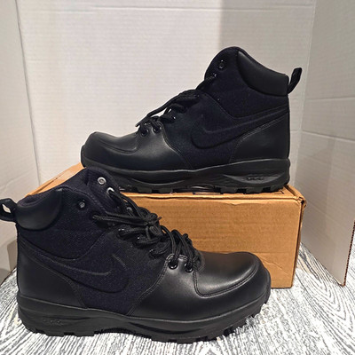 Nike Men s Ankle Boots Black Faux Leather Lace-Up Round Toe Logo US 8.5