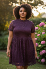 Torrid Deep Purple High Neck Lace Skater Dress Size 18