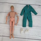 Vintage Flocked Blonde GI Joe Action Figure Parts Only As Is Teal Coveralls Suit