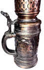 copper alloy beer stein with lid & molded tavern scene as candle holder lantern — photo 8