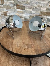 Pair of Retro Chrome eye ball desk or table lamps , complete with LED bulbs.