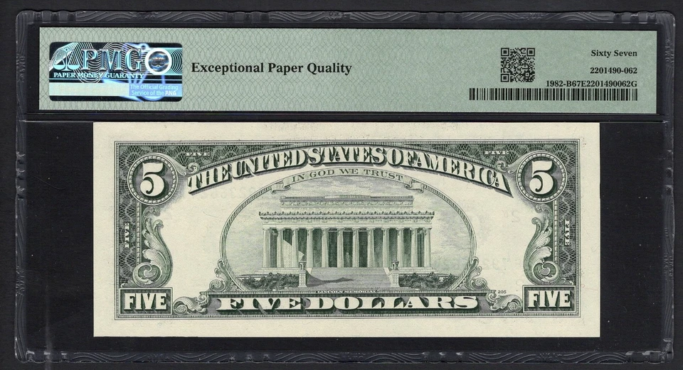 United States-Fed 5 Dollars 1993 Fr#1982-B (BA Block) UNC Grade 67 Top Pop - Image 2 of 2