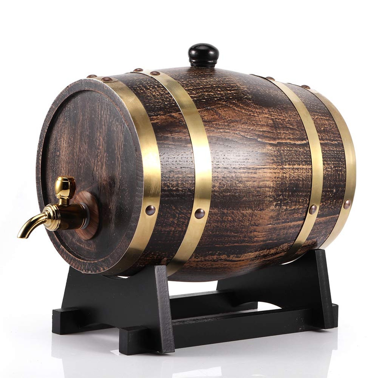 3L Whiskey Wooden Oak Dispenser Wine Brandy Whisky Keg Bucket Container with ...