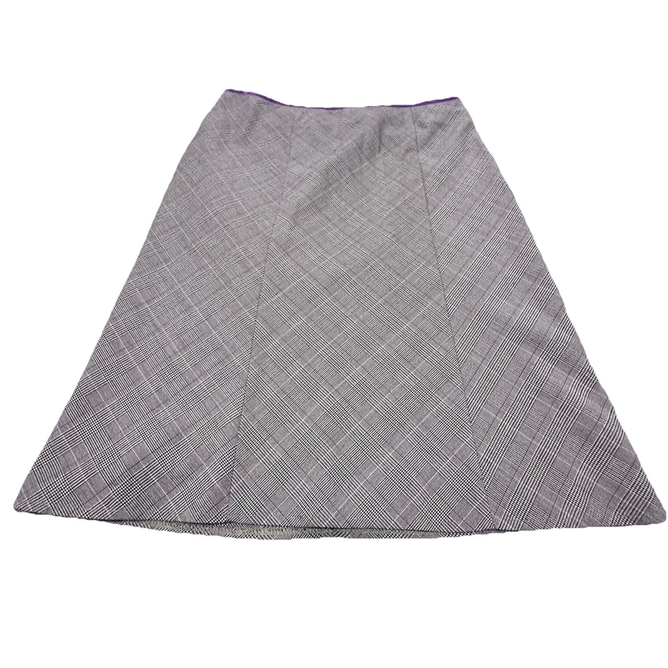 Y2K 90s Fashion Bug Stretch A-line Skirt Tan Herringbone Plaid Modest Knee S/M - Image 2 of 4