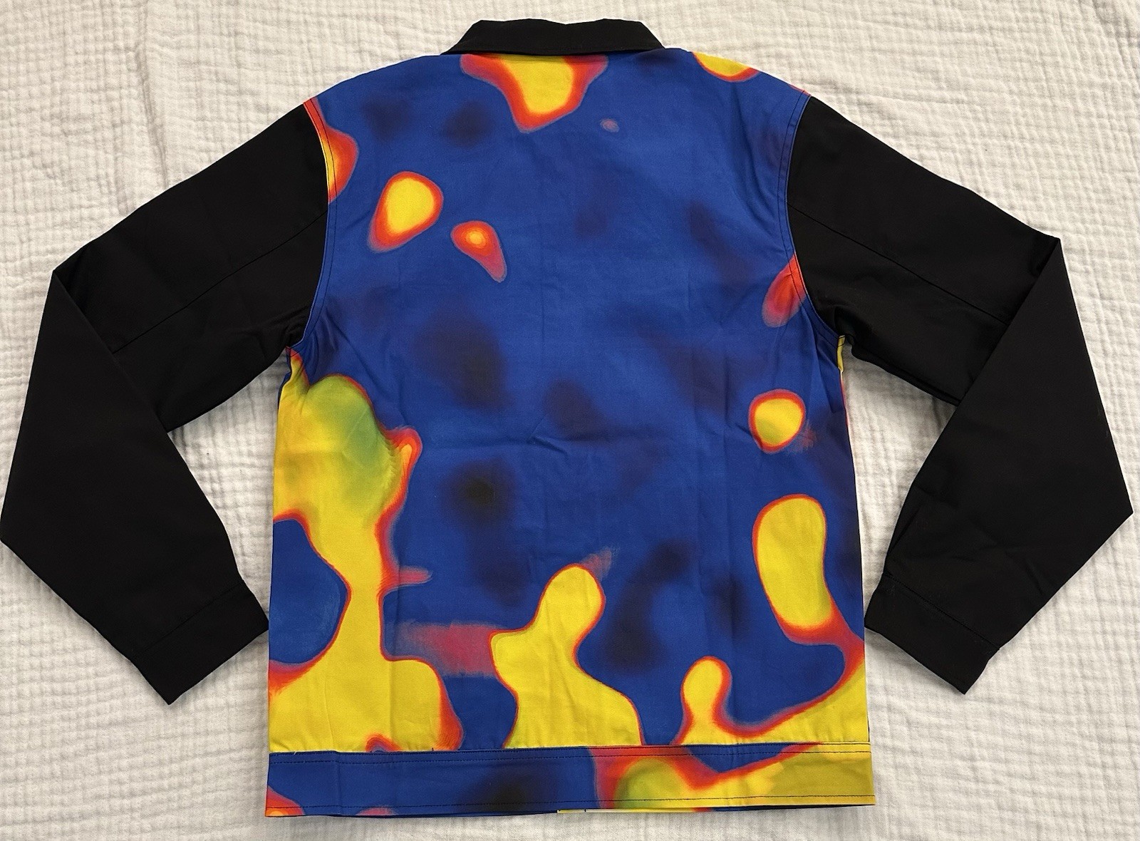 TheoryWear Mens Small Heat Map Graphic Button Jacket Streetwear Multicolor Rare - second product detail image