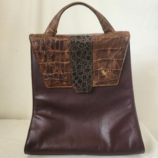 Anne Sylvain Brown Python American Leather Purse 10" x 11" Made in USA