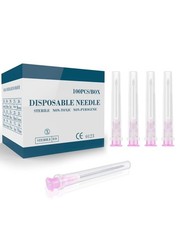 100Pcs 18Ga 1 Inch Needle Luer Lock Lab Accessories, Sterile Individual Packa...