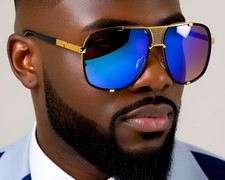 Fashion Men Sunglasses Square Metal Frame Beach Shades UV400 Sun Protection 2026