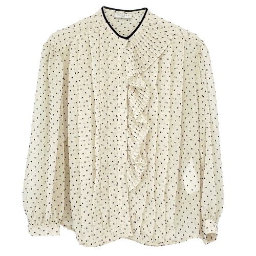 SANDRO Noelle Jabot Detail Swiss Dot Blouse 2|M - Picture 3 of 16