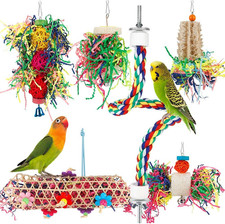Foraging Bird Toys - Shredding Parakeet Toys with Rope Perch for Conure, Cockati