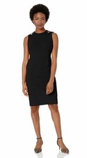 Calvin Klein Women's Petite Sleeveless Sheath with Shoulder Cut Outs Black Sz 8