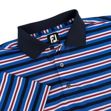 FootJoy Mens Blue Striped Performance Golf Polo Shirt Size XL