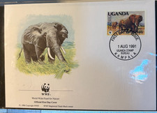 Uganda Lot 1: WWF set of four FDC - ELEPHANTS - Issued 1991 as scanned  (807)