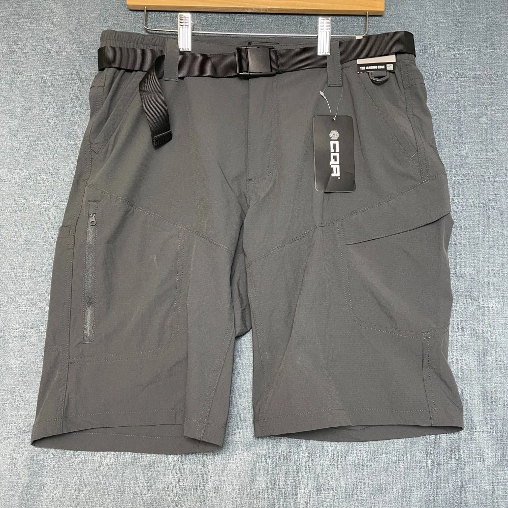 CQR Hiking Cargo Shorts Men 33 Gray Quick Dry Stretch Outdoor Flat Front Pockets