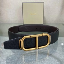 TOM FORD Black/ Brown Leather 38mm Belt New And Authentic Gold Buckle