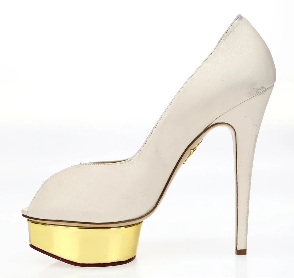 Zapatos de salón Charlotte Olympia para mujer plataforma de cuero marfil talla 39,5 229343 Foto 4 de 4